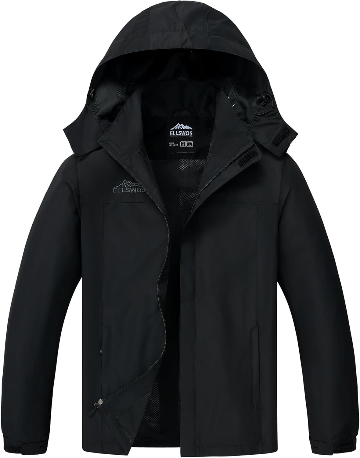 Men's Waterproof Raincoat Lightweight Rain Jacket with Detachable Hood Softshell Windbreakerl for Hiking Travel