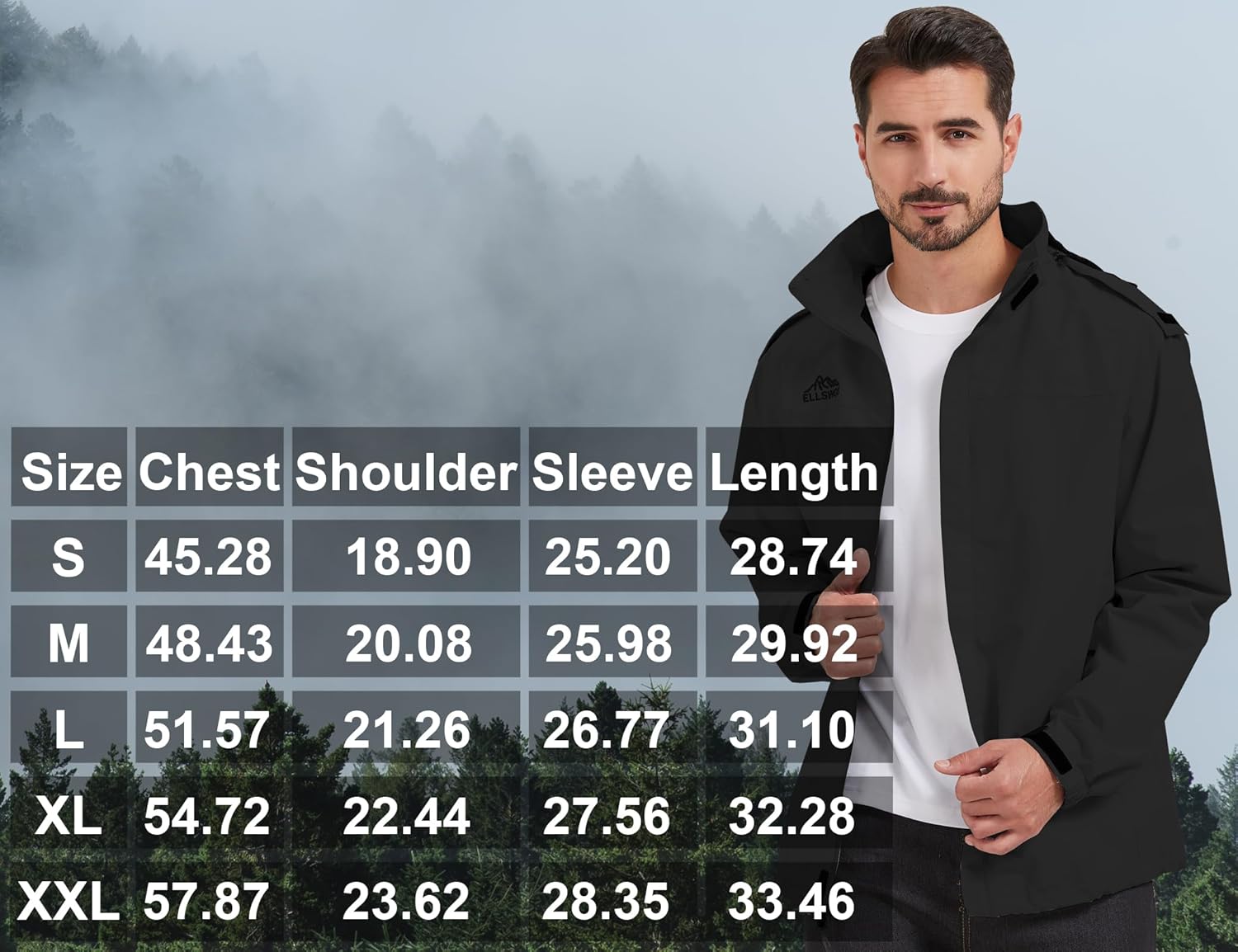 Men's Waterproof Raincoat Lightweight Rain Jacket with Detachable Hood Softshell Windbreakerl for Hiking Travel - Image 6