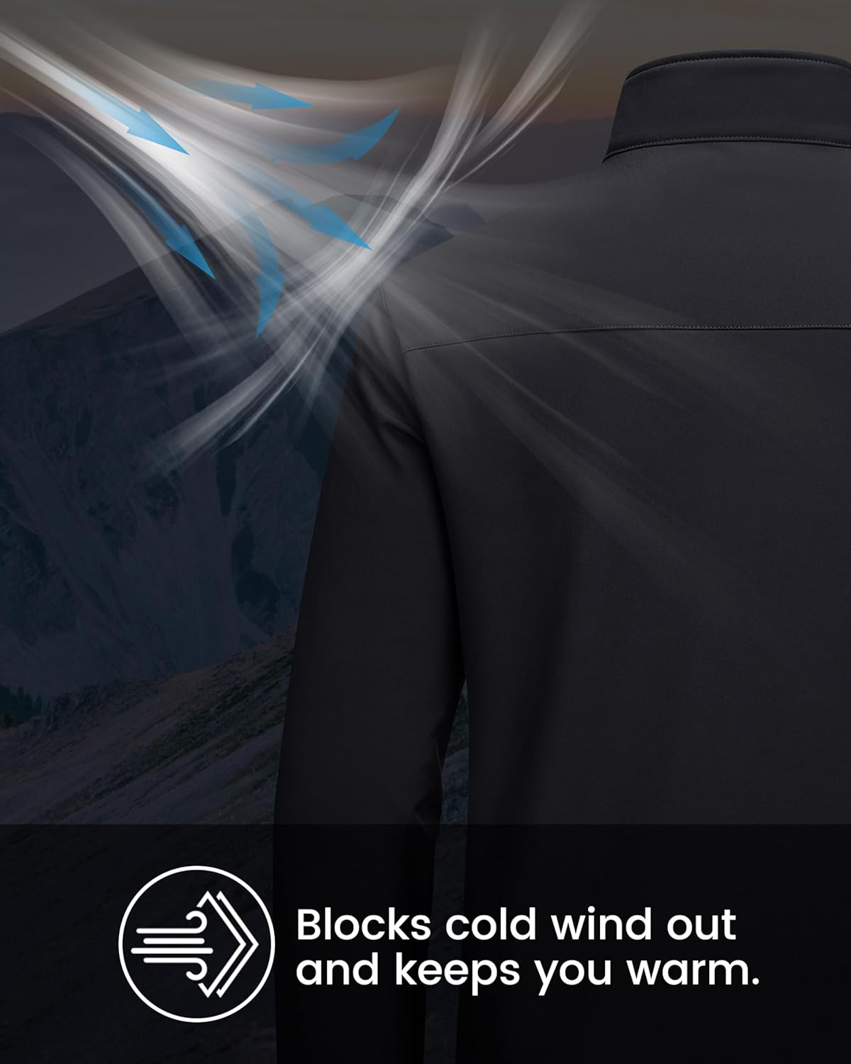 Men's Fleece Lined Softshell Jacket Waterproof Windbreaker Rain Jacket for Tactical Hiking - Image 3