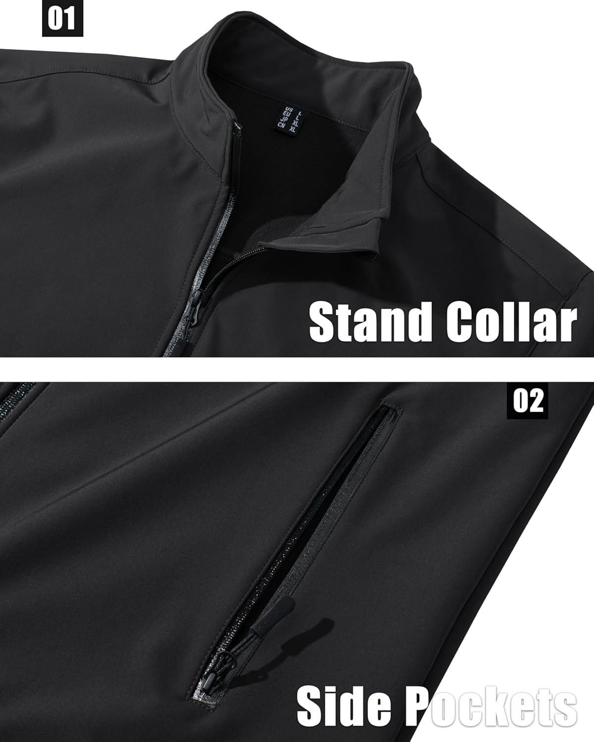 Men's Fleece Lined Softshell Jacket Waterproof Windbreaker Rain Jacket for Tactical Hiking - Image 5