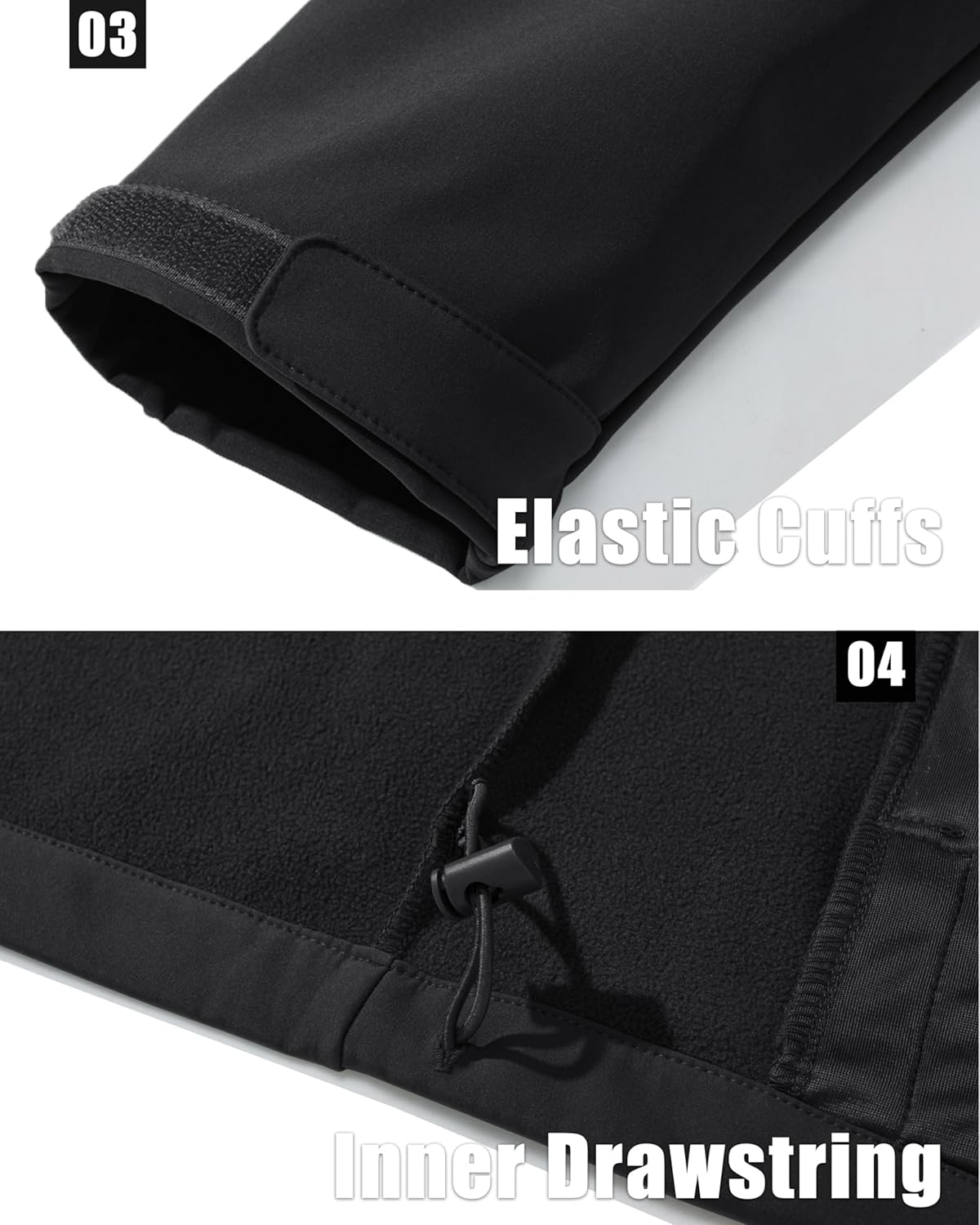 Men's Fleece Lined Softshell Jacket Waterproof Windbreaker Rain Jacket for Tactical Hiking - Image 6