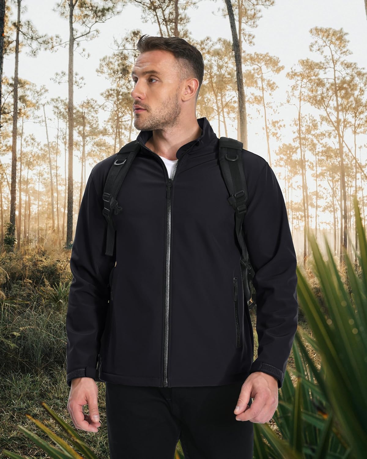 Men's Fleece Lined Softshell Jacket Waterproof Windbreaker Rain Jacket for Tactical Hiking - Image 7