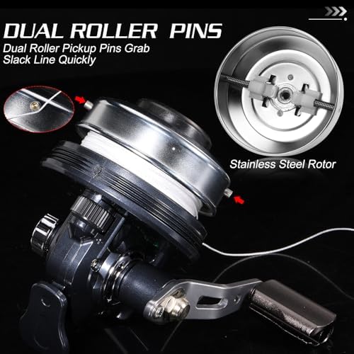 Sougayilang Spincast Fishing Reel, Easy to Use Push Button Casting Design,High Speed 3.9 :1,All-Metal Gears, Changeable Right/Left-Hand Retrieve, Includes Monofilament Line - Image 4