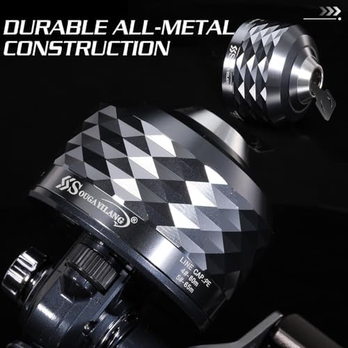 Sougayilang Spincast Fishing Reel, Easy to Use Push Button Casting Design,High Speed 3.9 :1,All-Metal Gears, Changeable Right/Left-Hand Retrieve, Includes Monofilament Line - Image 5
