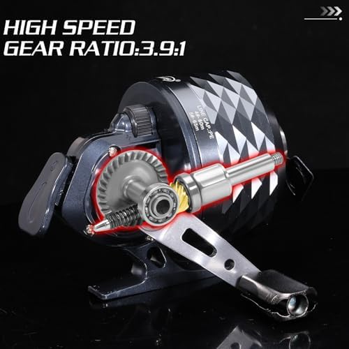 Sougayilang Spincast Fishing Reel, Easy to Use Push Button Casting Design,High Speed 3.9 :1,All-Metal Gears, Changeable Right/Left-Hand Retrieve, Includes Monofilament Line - Image 6